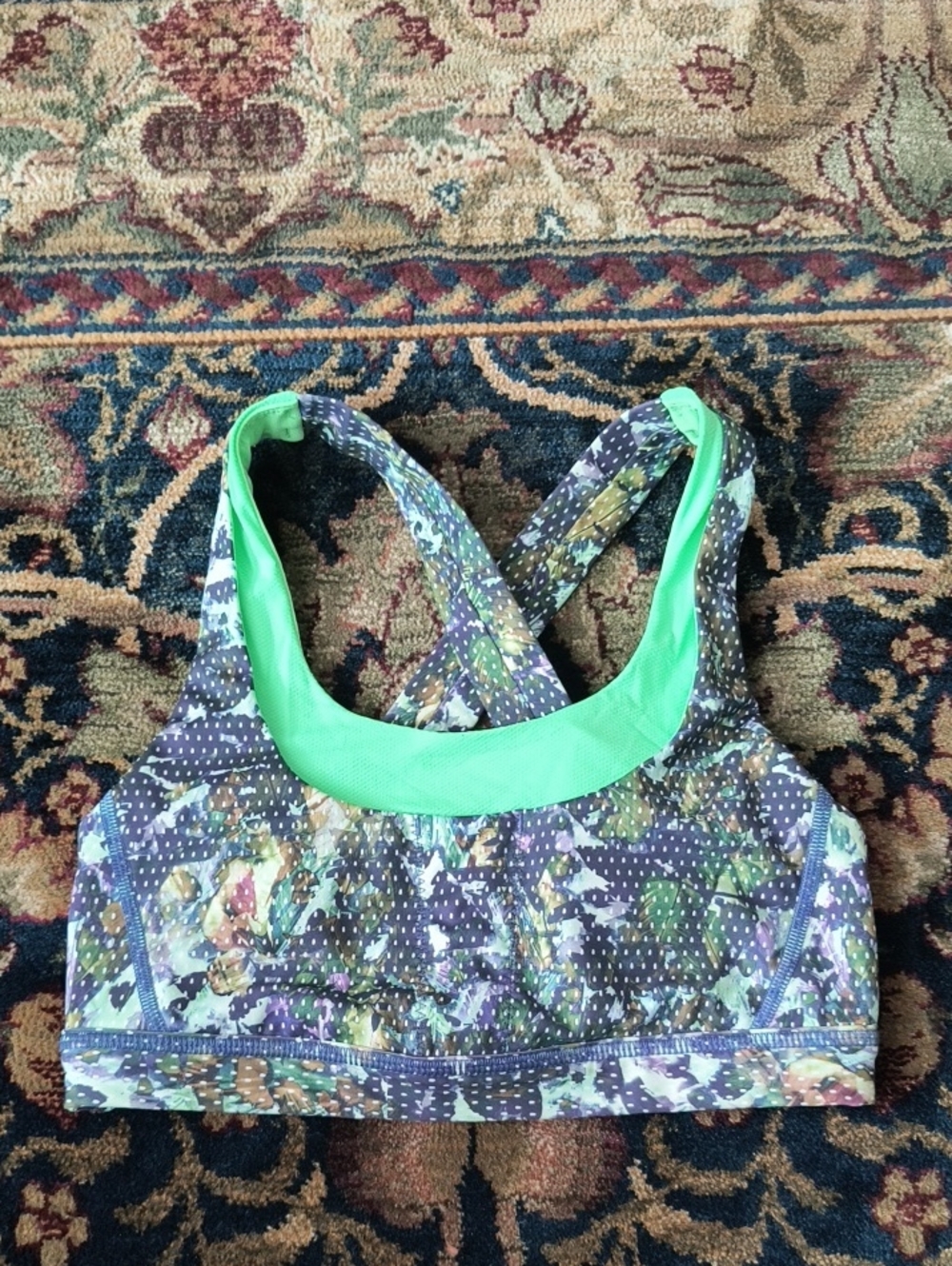 Lululemon Green And Purple Sports Bra